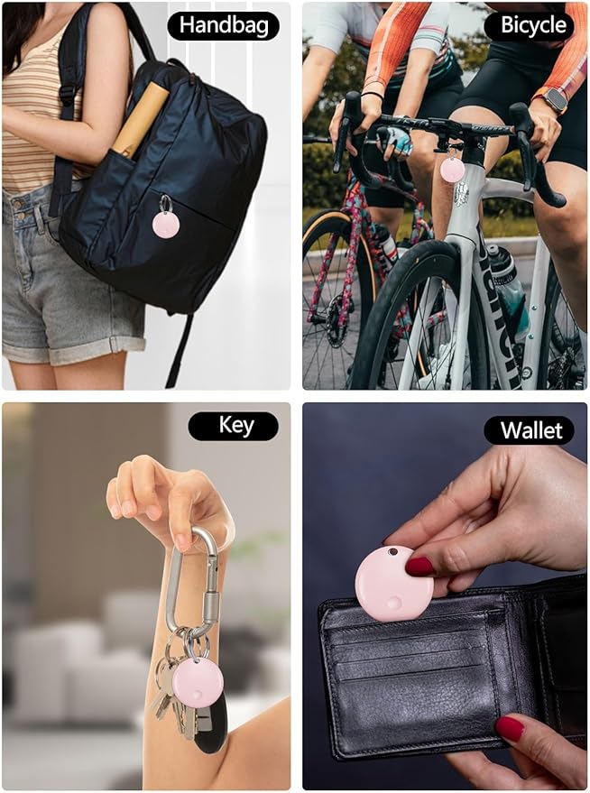 Tracker Tags, Item Finder Work with Apple Find My (iOS Only), Tracking Device Locator Smart Tag for Luggage, Keys, Wallet, Bike, Pets, Bags (Pink, 1 Pack)