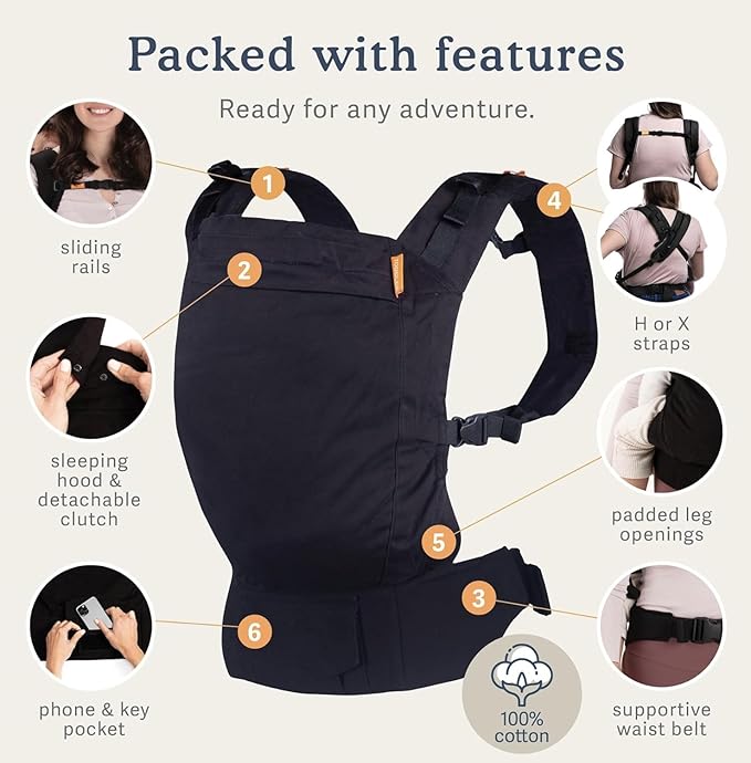 Beco Baby Carrier Toddler Carrier with Extra Wide Seat, 100% Cotton Toddler Carrying Backpack Style and Front-Carry, Lightweight & Breathable Child Carrier, 20-60 lbs (Grey)