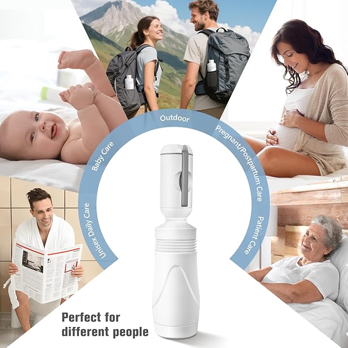 Upgrade SPACEREST Portable Bidet for Travel, No Noise & Waterproof Handheld Sprayer with 550ml Bottle, Rechargeable Electric Portable Bidet for Women & Men, Personal Hygiene & Postpartum Care