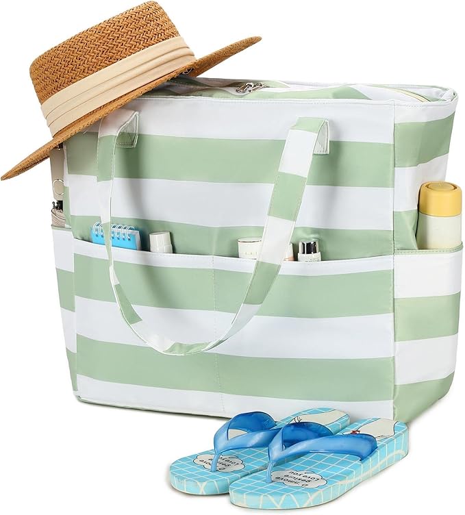 Waterproof Beach Tote Pool Bags for Women Ladies Extra Large Gym Tote Carry On Bag With Wet Compartment for Weekender Travel