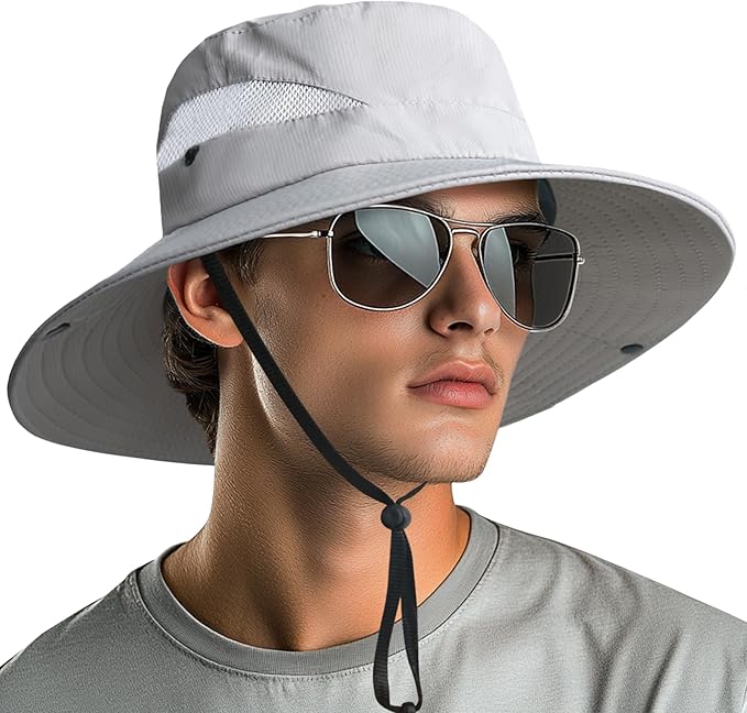 NPQQUAN Ponytail Sun Bucket Hats for Women Men Wide Brim UPF 50+ Fishing & Beach Hats