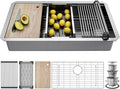 Undermount Kitchen Sink Stainless Steel 32x19 - Undermount Workstation Sink Single Bowl Commercial 16 Gauge Stainless Steel Kitchen Sinks Silver