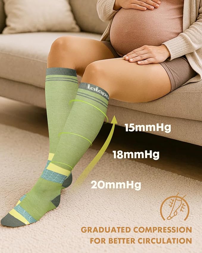 Thick Soft Cotton Compression Socks for Women Men 15-20mmHg Knee High Breathable Cotton Socks for All Day Comfort