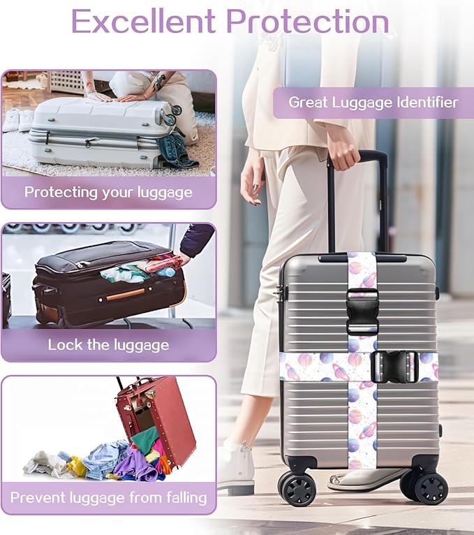 Luggage Straps for Suitcases Travel Belt Luggage Band Heavy Duty Traveling Luggage Identifier Cute Women Girls Unique Accesory,
