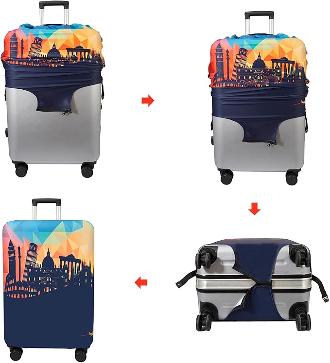 WUJIAONIAO Travel Luggage Cover Baggage Suitcase Cover Protector Skins 18-32 Inch (City, XL (for 29-32 inch luggage))