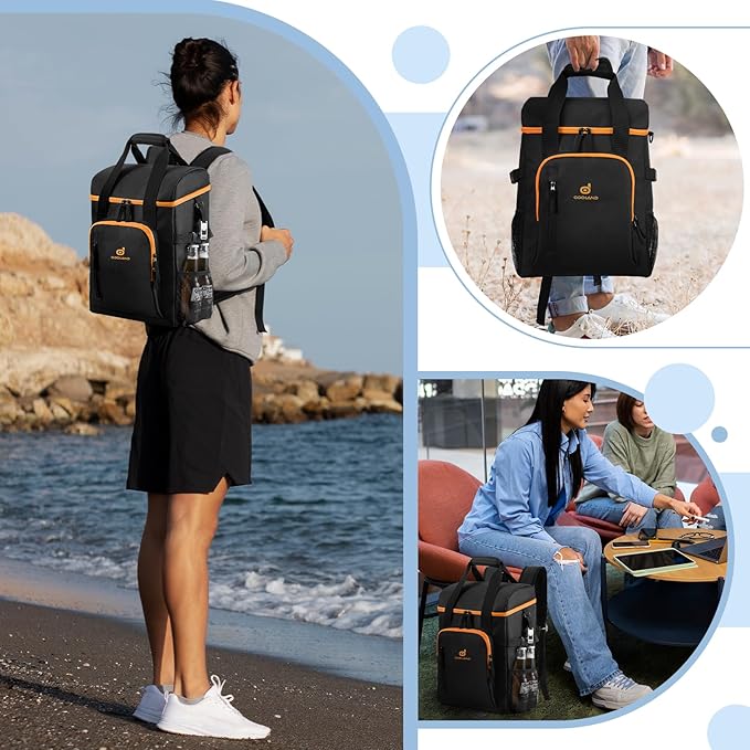Odoland Cooler Backpack, 30 Cans Insulated Leak-Proof Cooler Bag with Ice Pack for Women and Men, Waterproof Beach Lunch Cooler