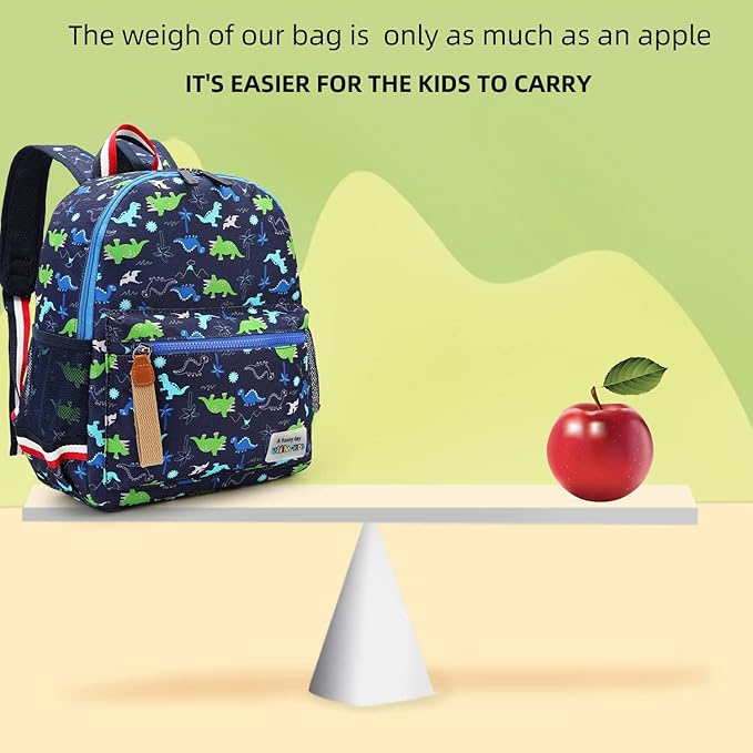willikiva Cartoon Bus 12 Kindergarten Backpack for Kids Girls and Boys,Waterproof Preschool Toddler Backpack Wiht Leash and Safety Harness (Green Dinosaur)