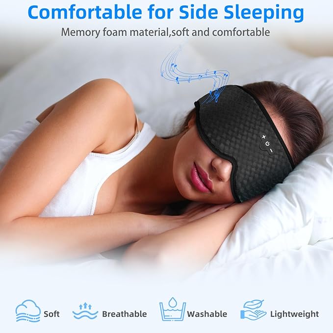 Sleeping Eye Mask with Headphones, Wireless Bluetooth 5.4 Sleep Mask for Men Women, Sleeping Headphones for Side Sleepers, Cool Gadgets Gifts