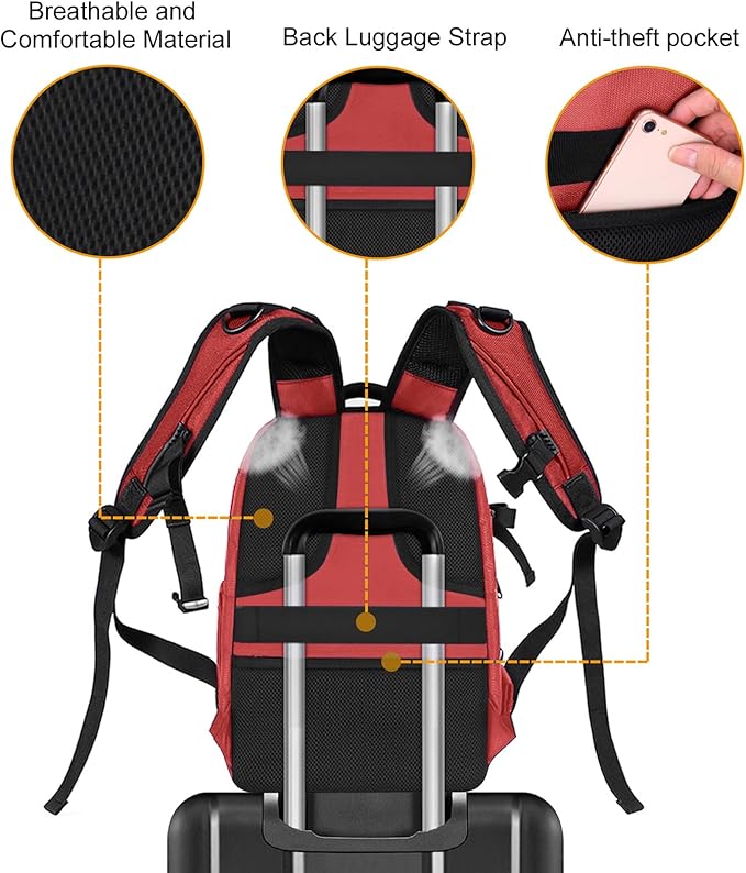 MOSISO Camera Backpack, DSLR/SLR/Mirrorless Photography Camera Bag 15-16 inch Waterproof Hardshell Case with Tripod Holder&Laptop Compartment Compatible with Canon/Nikon/Sony, Red