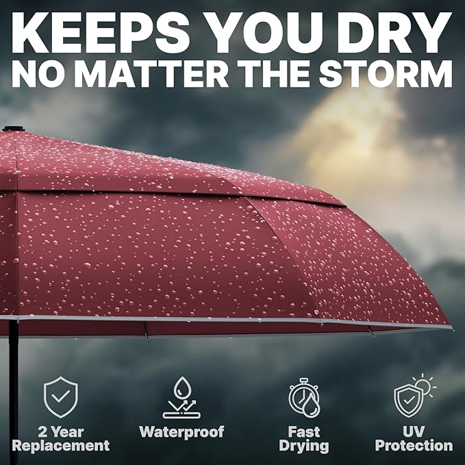 Royal Walk Windproof Folding Travel Umbrella Compact and Strong Luxurious Real Wood Handle Automatic Open Close Vented Double Canopy for Men and Women
