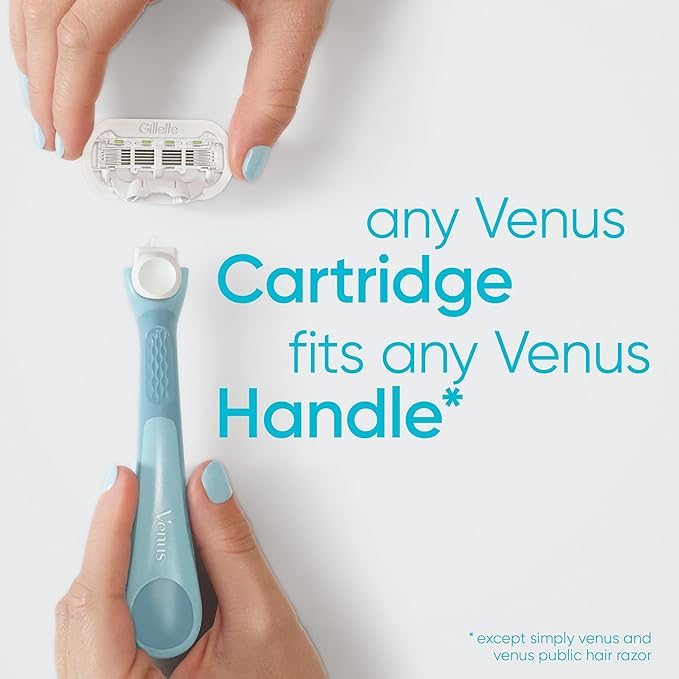 Gillette Venus Extra Smooth Razor for Women, Includes 1 Reusable Razor Handle + 4 Refills, 5-Bladed, Ergonomic No-Slip Gel Handle and Shower Holder