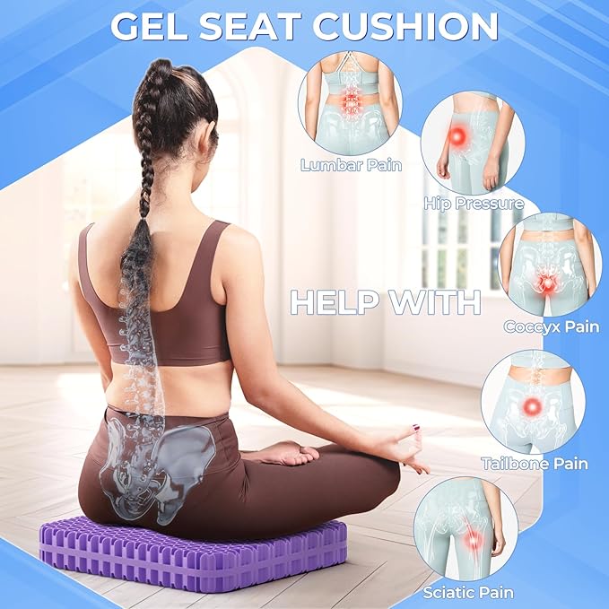 TushGuard Gel Seat Cushion for Long Sitting, Enlarged & Thickened Patent Design Office Chair Seat Cushion, Breathable Cooling Pads for Chairs, Soft Car Cushions for Wheelchair(X-Large, Black)