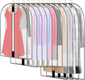 Pwsap 12 Pack Breathable Clothes Covers with Zip, Hanging Garment Covers Bags Dress Bag Covers Moth-Proof Mens Suit Storage Bag Dust Cover for Wardrobe Storage and Travel(Clear)