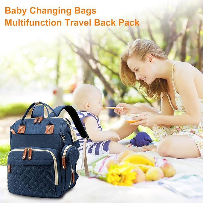Diaper Bag, Backpack with Changing Station, Waterproof Baby Bag for Boys & Girls, USB Charging Port for Parents, Travel Backpack Baby Essentials & Lovely Baby Shower Gifts,Blue