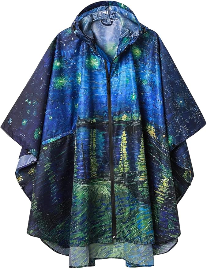 SaphiRose Rain Poncho Jacket Coat Hooded for Adults with Pockets