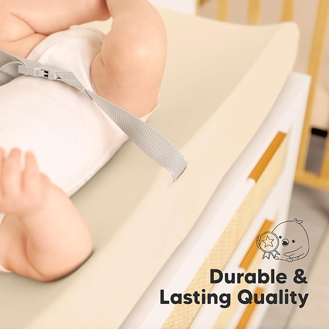 2-Pack Baby Changing Pad Covers for Girl, Boy, Neutral - Soft Viscose Derived from Bamboo Changing Table Pad Cover Sheets, Baby Nursery Diaper Changing Pad Cover, Contour Changing Pad Liner (Pecan)