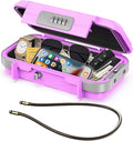 LOFICOPER Portable Safe Box, Travel Safe Lock Box, Waterproof Beach Lock Box, Personal Security Case, with Combination Code, Detachable Steel Rope, for Travel, Beach, Hotel, Home, Office, Pink
