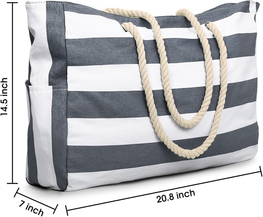 Becokan Beach Bag Large Beach Tote Bag for Women Waterproof Sandproof Swim Pool Bag With Zipper
