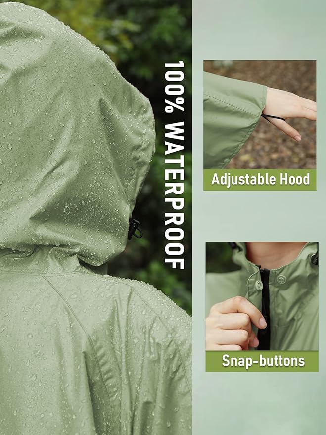 SaphiRose Unisex Rain Poncho Hooded Waterproof Raincoat for Adults Women