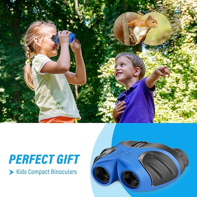 Perfect Binoculars for Kids, VNVDFLM Compact Waterproof Binoculars for Teens Boys Girls Birthday, Outdoor Telescope Toys for Boys Age 3-12 to Bird Watching & Explore Nature(Blue)