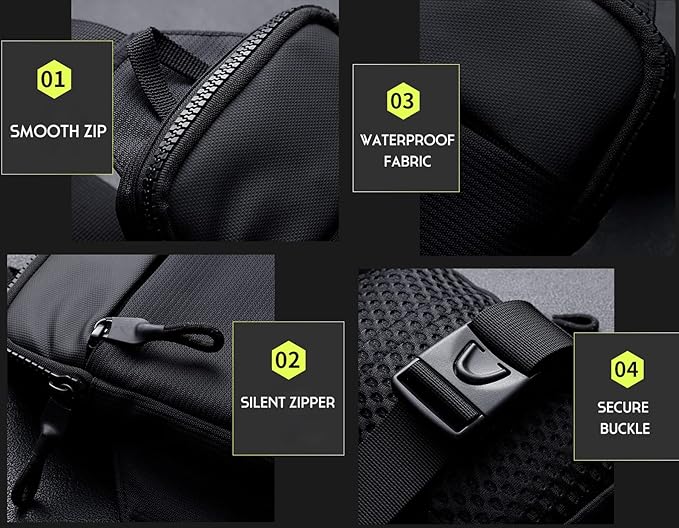 Simptech Mini Crossbody Sling Bag Chest Bag Dual Pocket Water Resistant Fanny Pack Running Phone Holder for Men Women Workout Travelling