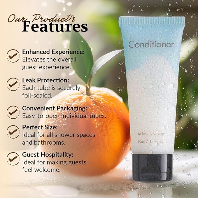 Double Sealed Hotel Conditioner Bulk 200 Pack Individually Wrapped Travel Size Conditioner Aloe and Green Tea Extract Infused Hotel Supplies and Toiletries for Guest