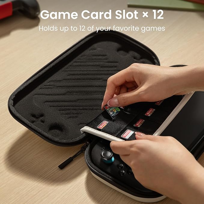 tomtoc Slim Carrying Case for Nintendo Switch 2 Model 2025, Odorless Felt Protective Hard Shell with 12 Game Card Slots, Portable Travel Storage Case with Original Patent and All-round Protection