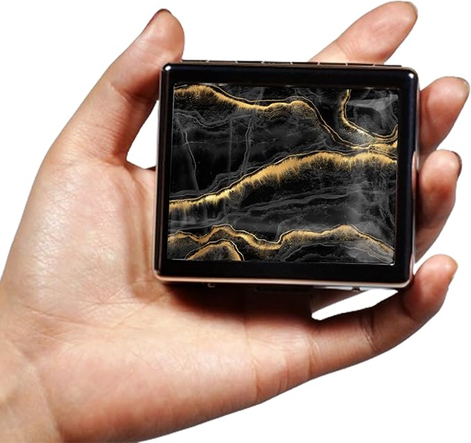 Silver Vintage Pill Box 7 Day Metal Pill Box with Mirror and 8 Compartments Cute Travel Pill Organizer for Purse (Gold and Black Marble)