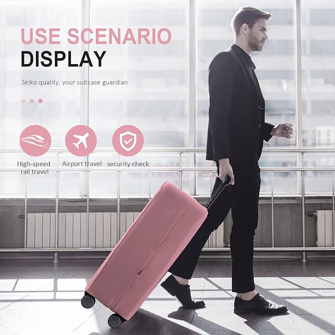 Travel Luggage Cover Suitcase Protector Scratch-Resistant Fit 19-31 Inch Suitcase, Not Included Suitcase (Pink, XL(28-29 inch))