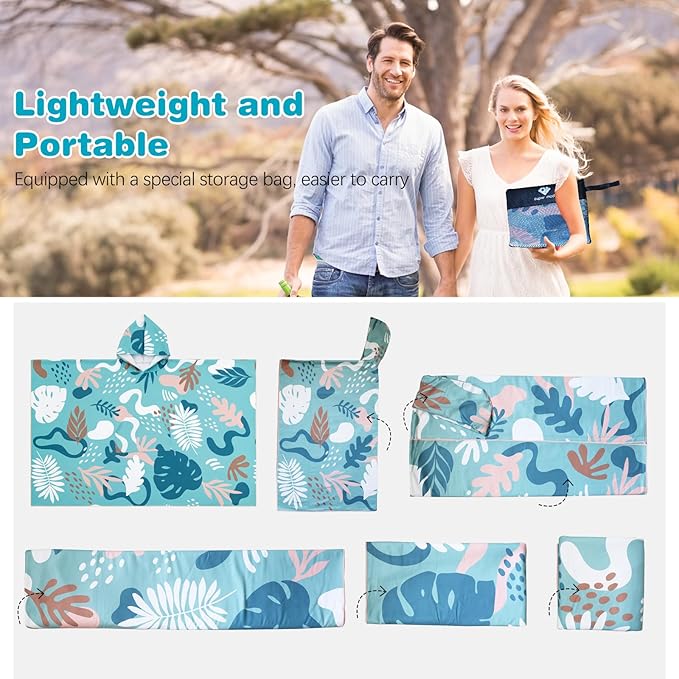 PY SUPER MODE Beach Hooded Towel Oversized - 60 x 40 inches Quick Dry Microfiber Beach Towels, Lightweight Soft and Absorbent Pool Towel Suitable for Bath Swimming Camping for Adults