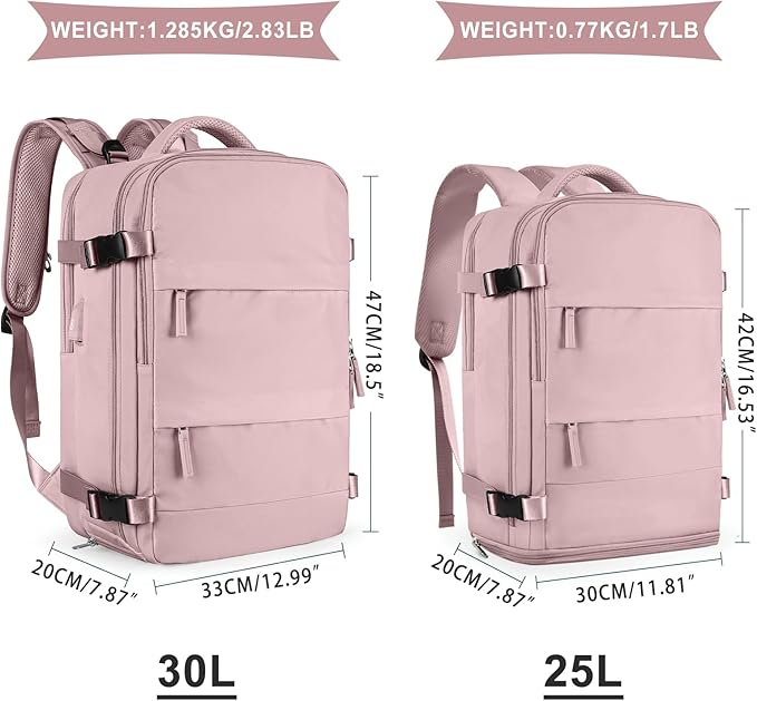 coowoz Travel Backpack For Women Men,Carry On Backpack,Hiking Backpack Waterproof Outdoor Sports Rucksack Casual Daypack travel essentials（Pink Purple）