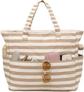LEDAOU Large Beach Tote Bag Women Waterproof Sandproof Zipper Beach Tote Bag for Pool Gym Grocery Travel with Wet Pocket