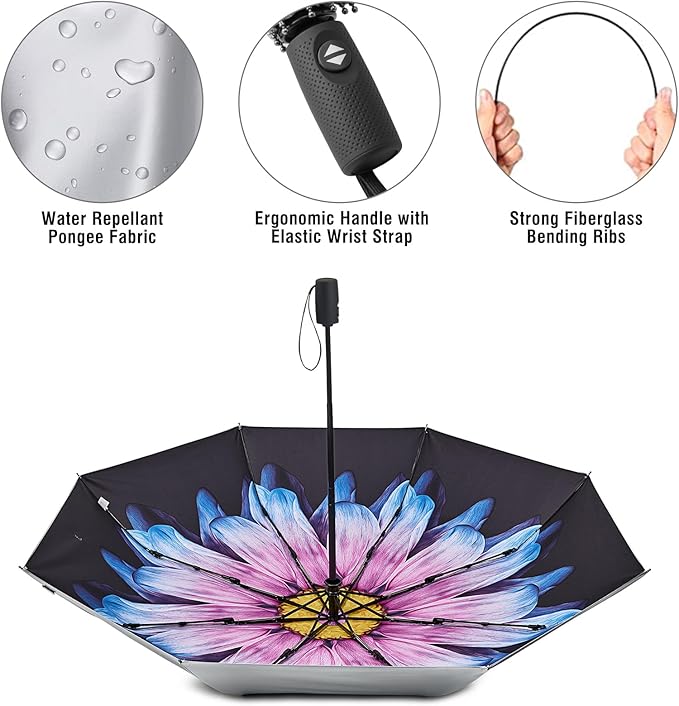 G4Free UPF 50+ UV Protection Large Travel Umbrella 42/46 Inch Auto Open Close Windproof Sun Blocking Umbrella