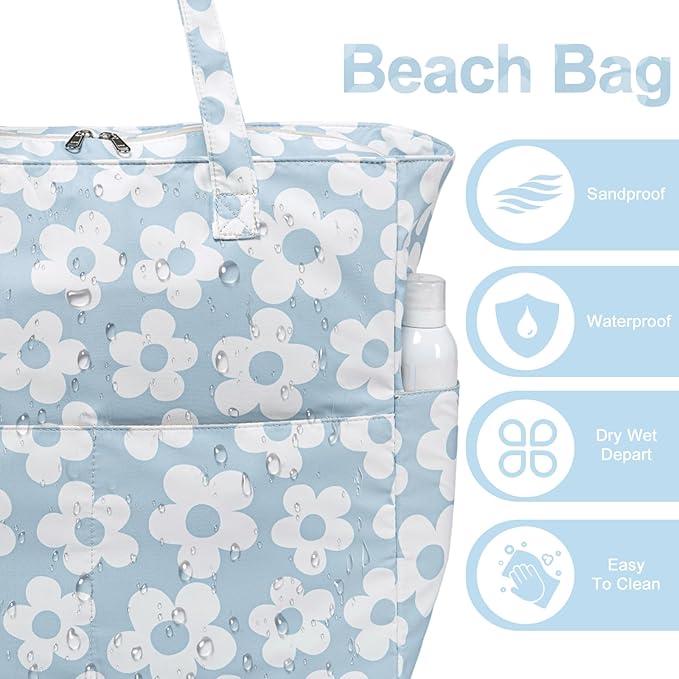 Beach Pool Bags Tote for Women Ladies Large Gym Tote Carry On Bag With Wet Compartment for Weekender Travel Waterproof