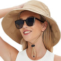 Sun Hats for Women Men UV Protection Wide Brim Bucket Hat with Ponytail Hole Waterproof Gardening Fold-Up Summer Cap