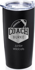 Lifetime Creations Personalized Football Coach Tumbler: Custom Football Coach Gift, Coaches Coffee Travel Mug from Team, Insulated Engraved Stainless Steel 20 Ounce Cup (Matte Black)