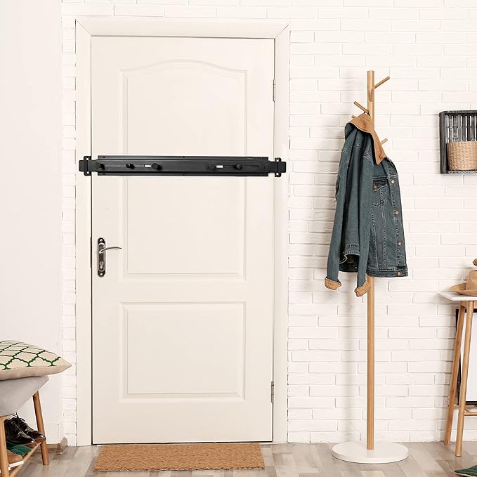 Door Bar Lock - Patented Door Barricade Security Bar - Home Safety Improvement, Door Reinforcement, Childproof, Break-in Prevention - Premium Grade Steel Door Mount for 26''-37'' Wide Doors
