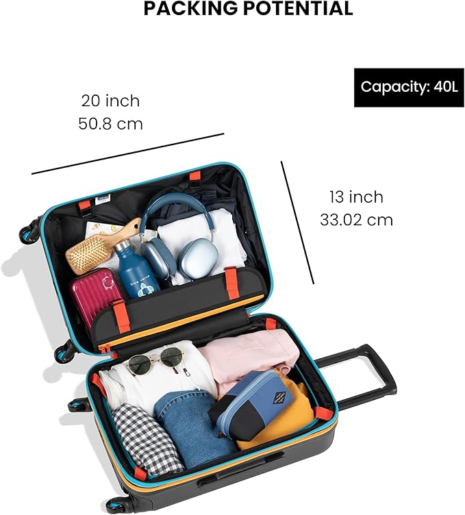 Sherpani Meridian, 22 Inch Carry On Luggage Airline Approved, Rolling Hardside Suitcase 22x14x9, Travel Luggage for Women, Expandable Suitcase, Travel Gift (Chromatic)