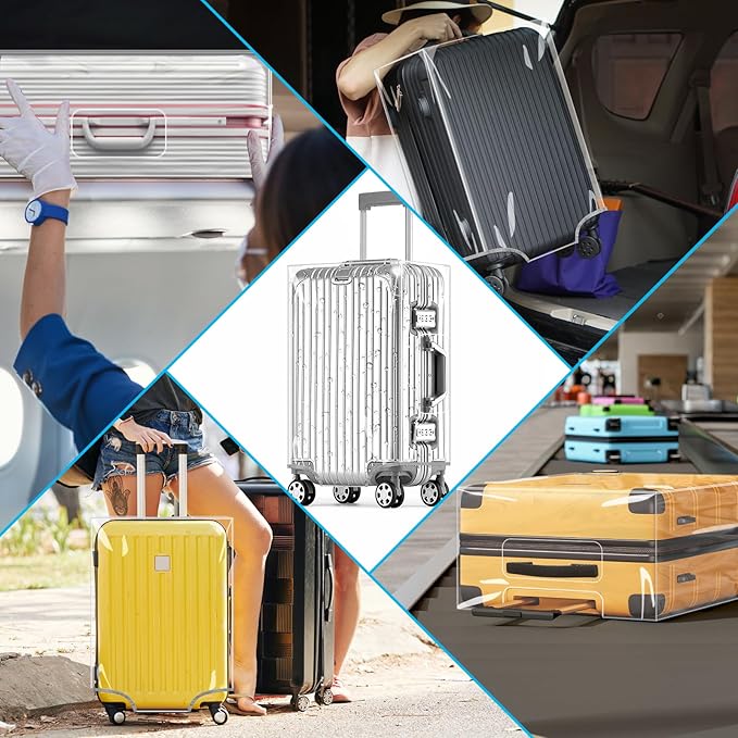 Yotako Clear PVC Suitcase Cover Tough Protector, 32 Inch Luggage Covers for Wheeled Suitcase 32"