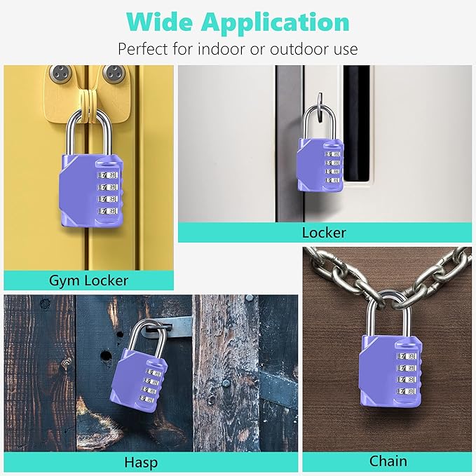 CL11VP Combination Lock, 4 Digit Outdoor Combination Padlock Set Your own Combination for Gym Locker Lock, School, Gates, Doors, Toolbox, Hasps and Storage (Very Peri *1)