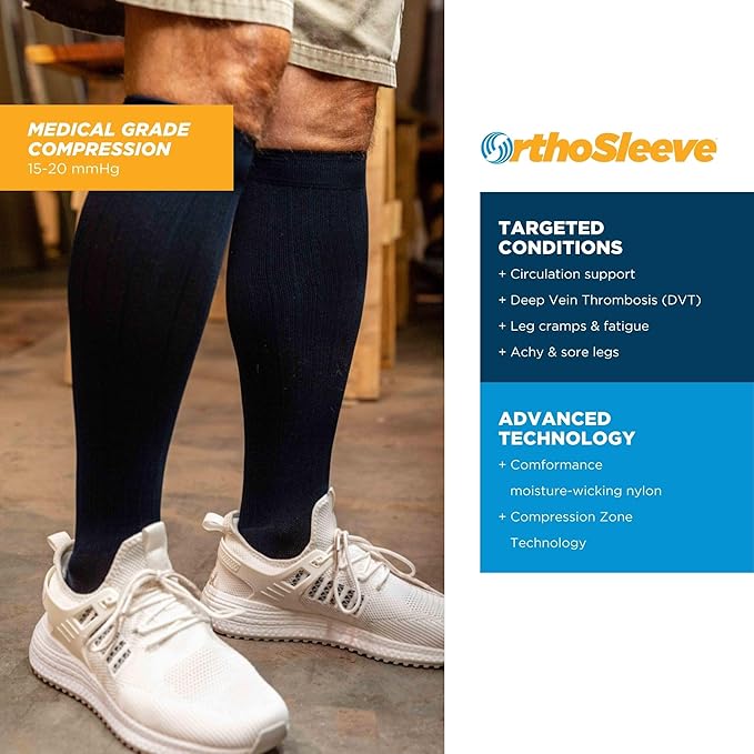 Medical Grade Compression Socks for Men & Women 15-20 mmHg by OrthoSleeve (Purple w/Stripes, X-Large)