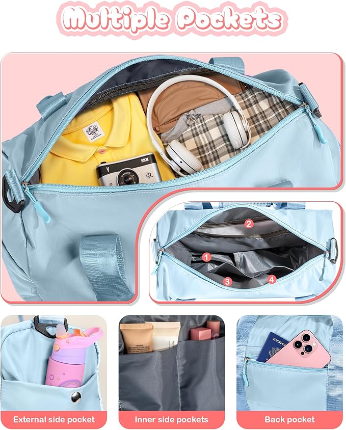 Presents For Girls-Girl Gym Bag with Shoe Compartment, Kid Personalized Weekender Overnight Bags, Initial Travel Tote with Makeup Pouch, Graduation Gift for Girls (Letter Y)