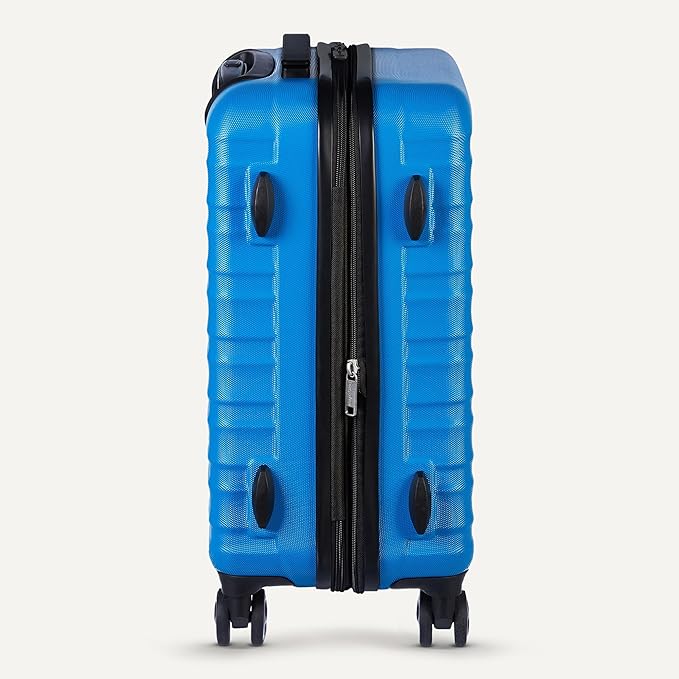 Amazon Basics 26" Hardside Medium Checked Luggage, Hardshell Suitcase With Wheels, Expandable For Up to 15% More Space, With Scratch-Resistant Surface, Four Multi-directional Wheels, Light Blue