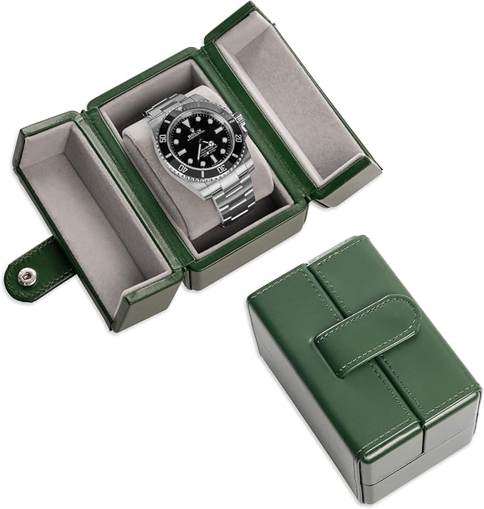 Single Travel Watch Case - Vintage Inspired - Exterior, Soft Microfiber Lining, Fits Up to 42mm Watches - Vegan Leather - Reliable Storage for Home or Travel