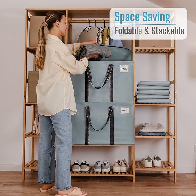 VENO 8 Pack Moving Bags, Heavy Duty, Moving Boxes Alternative, Packing Storage Supplies for Dorm Room Essentials with Zipper for Clothes, Extra Large Totes for Packaging (Light Blue Matte, 8 Pack)