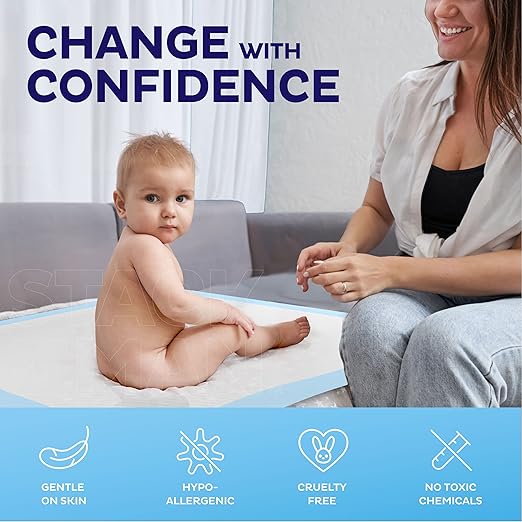 Chucks Pads Disposable [50-Pack] Underpads 17"x 24" - Pee Pads for Dog, Puppy - Diaper Changing Table Pad for Baby - Incontinence Bed & Chair Liners for Elderly - Pet Potty Training Pads - Leak Proof