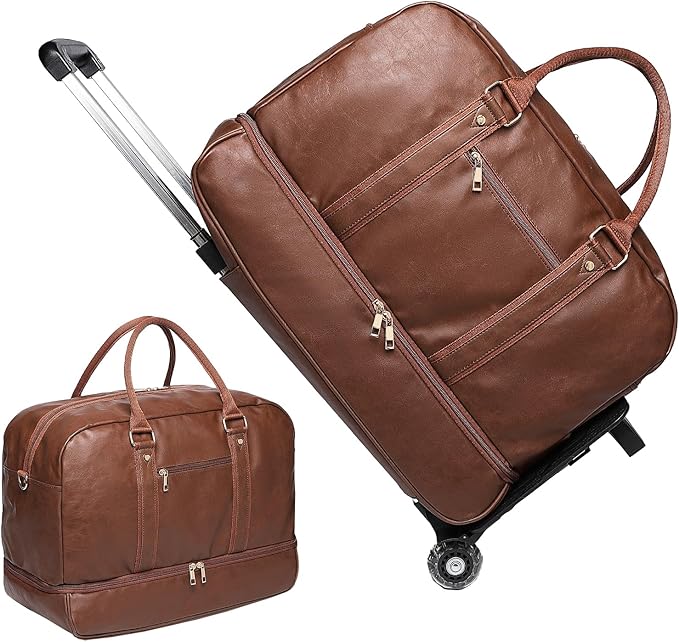 seyfocnia Rolling Duffle with Wheels, Duffle Bag for Travel Women Carry On Luggage Wheeled Overnight Weekender Bag Men
