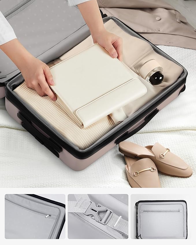 Carry on Luggage 22 X 14 X 9 Airline Approved, 20 Inch Luggage for 3-5 Days Travel, Double Spinner Wheels, 100% Hardshell PC, TSA Lock (00-Shadow (Expandable), Checked 28-Inch)