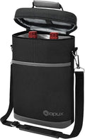 OPUX 2 Bottle Wine Carrier Tote, Insulated Leakproof Wine Cooler Bag, Wine Travel Bag Tote for Picnic BYOB Beach, Portable Wine Bottle Carrying Case, Gift for Wine Lover Women Men Christmas, Dark Grey