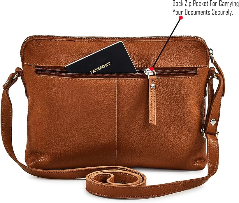 Wise Owl Accessories Small Soft Pebbled Real Leather Crossbody Handbags Purses Sling Crossover Shoulder Bag